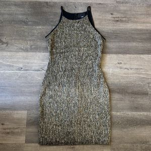 Greylin | gold textured mini dress